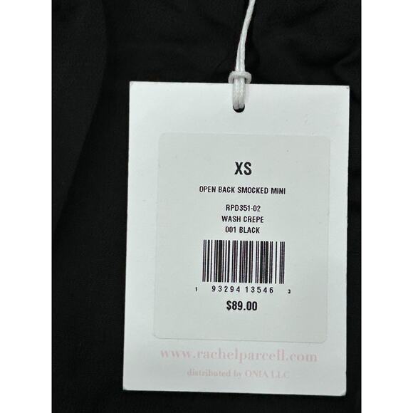 NWT Rachel Parcell Womens Black Wash Crepe Open Back Smocked Mini Dress Size XS - Picture 6 of 11